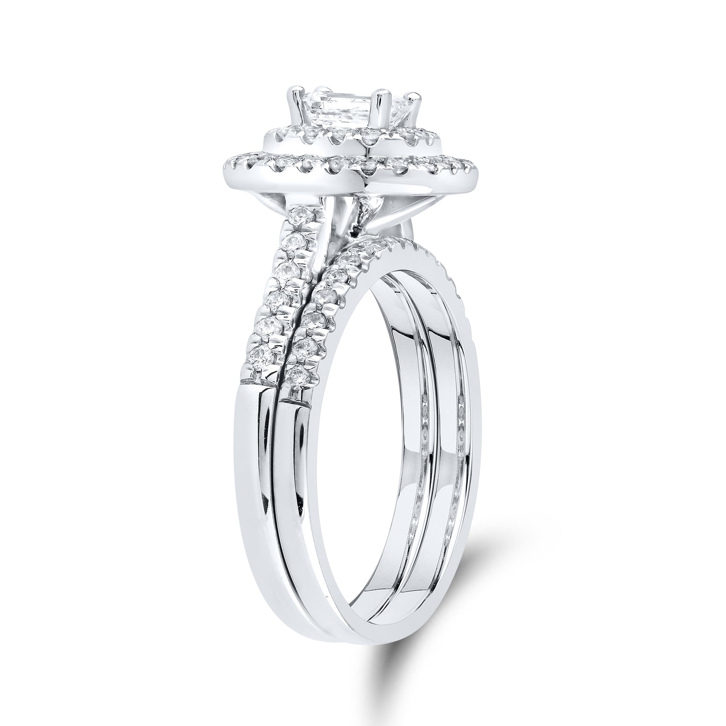 14kt White Gold 1 CTW Natural Diamond Bridal Set