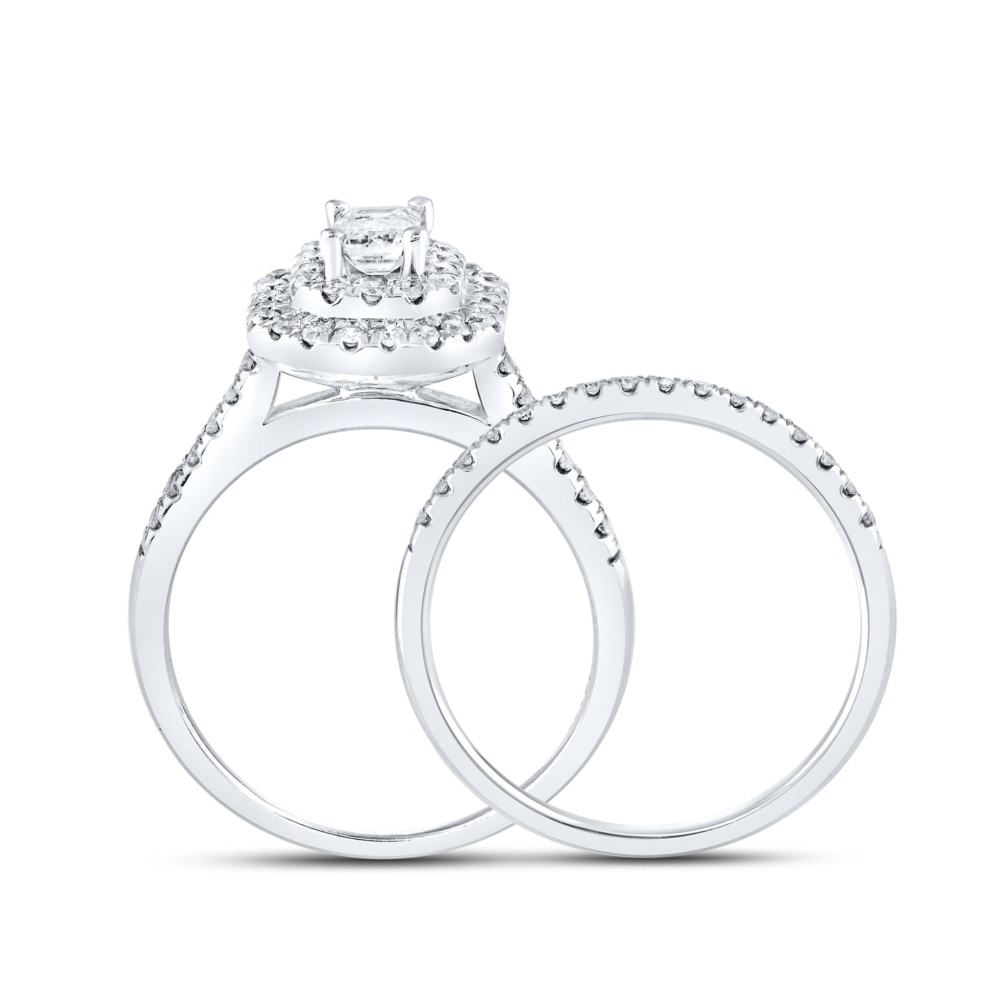14kt White Gold 1 CTW Natural Diamond Bridal Set