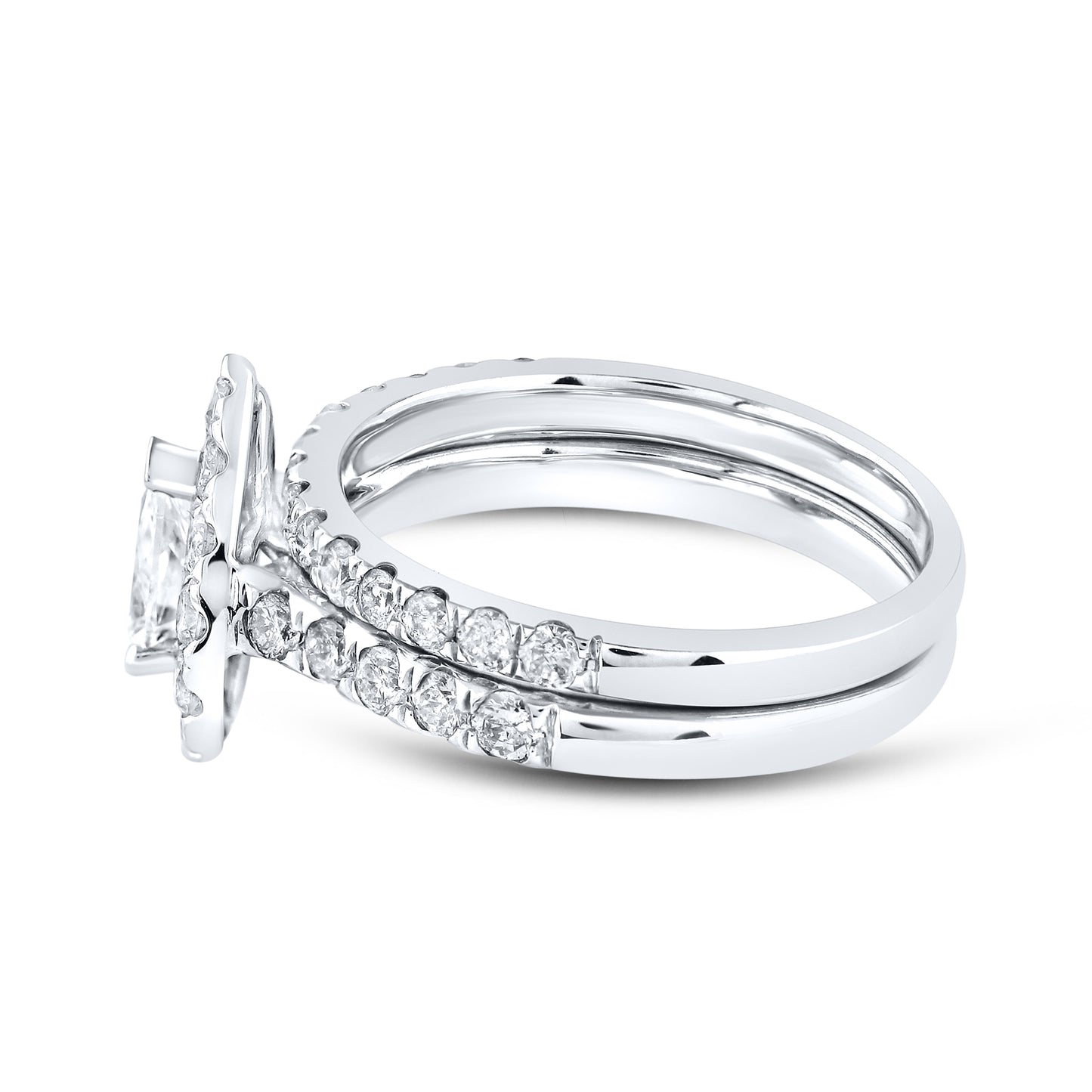 14kt White Gold 1.50 CTW Natural Diamond Bridal Set (Centr0.50)