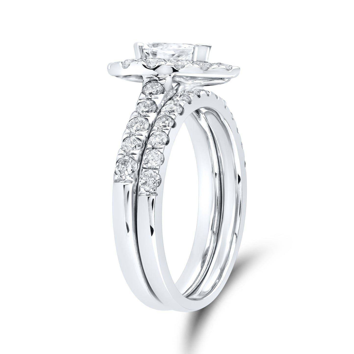14kt White Gold 1.50 CTW Natural Diamond Bridal Set (Centr0.50)