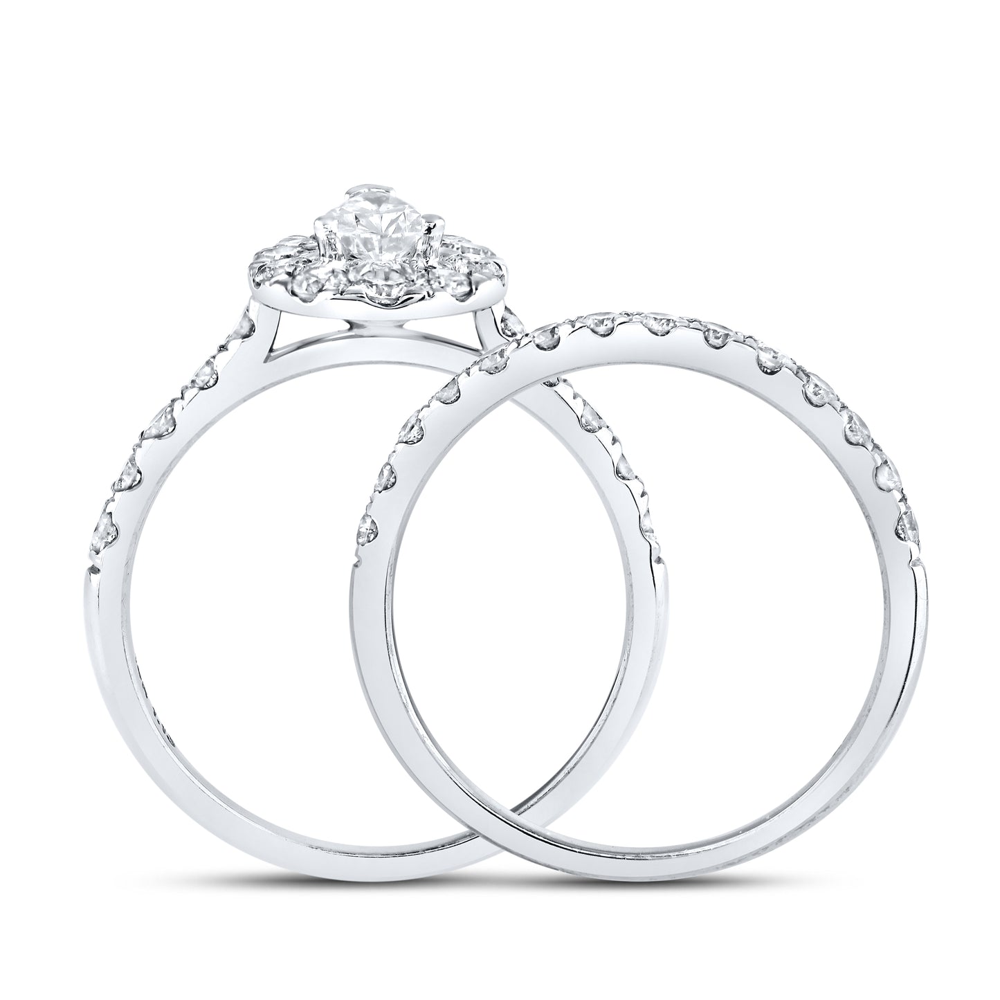 14kt White Gold 1.50 CTW Natural Diamond Bridal Set (Centr0.50)