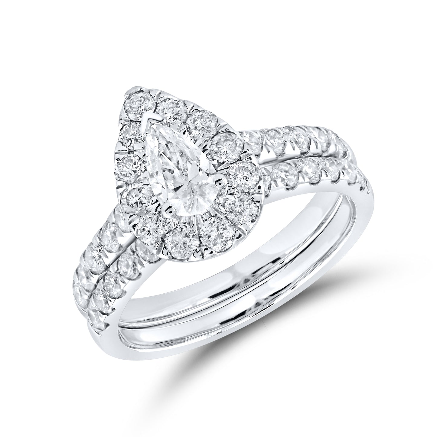 14kt White Gold 1.50 CTW Natural Diamond Bridal Set (Centr0.50)