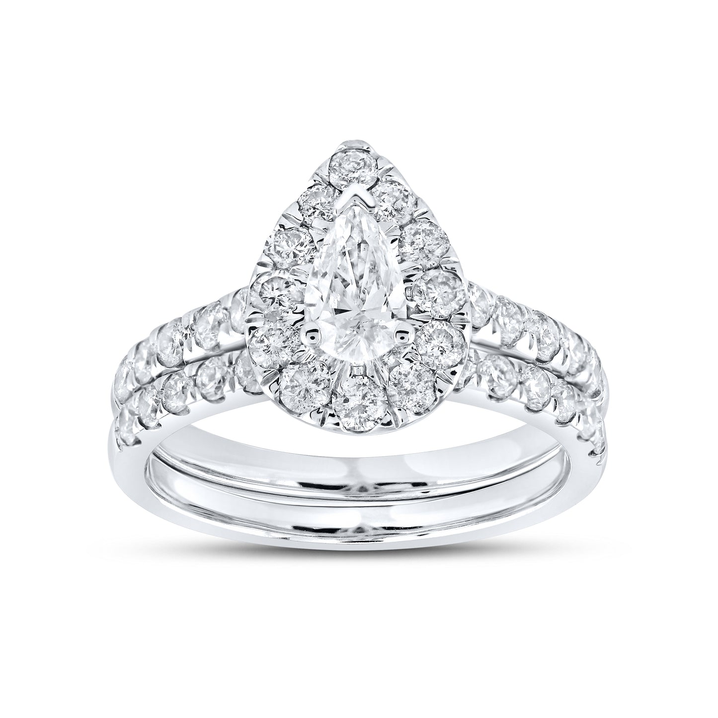 14kt White Gold 1.50 CTW Natural Diamond Bridal Set (Centr0.50)