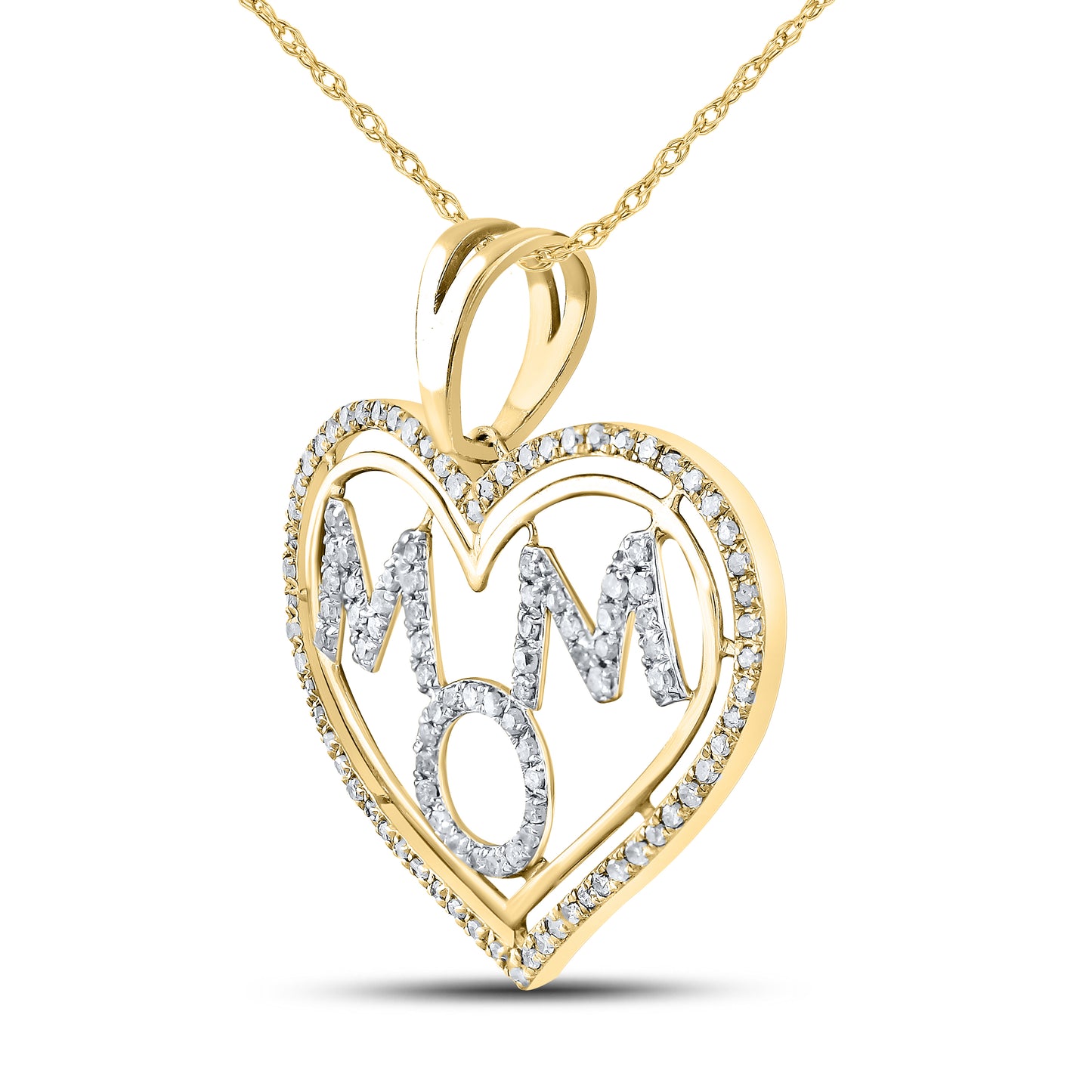 10kt Yellow Gold 0.44 CTW Mom Diamond Pendant