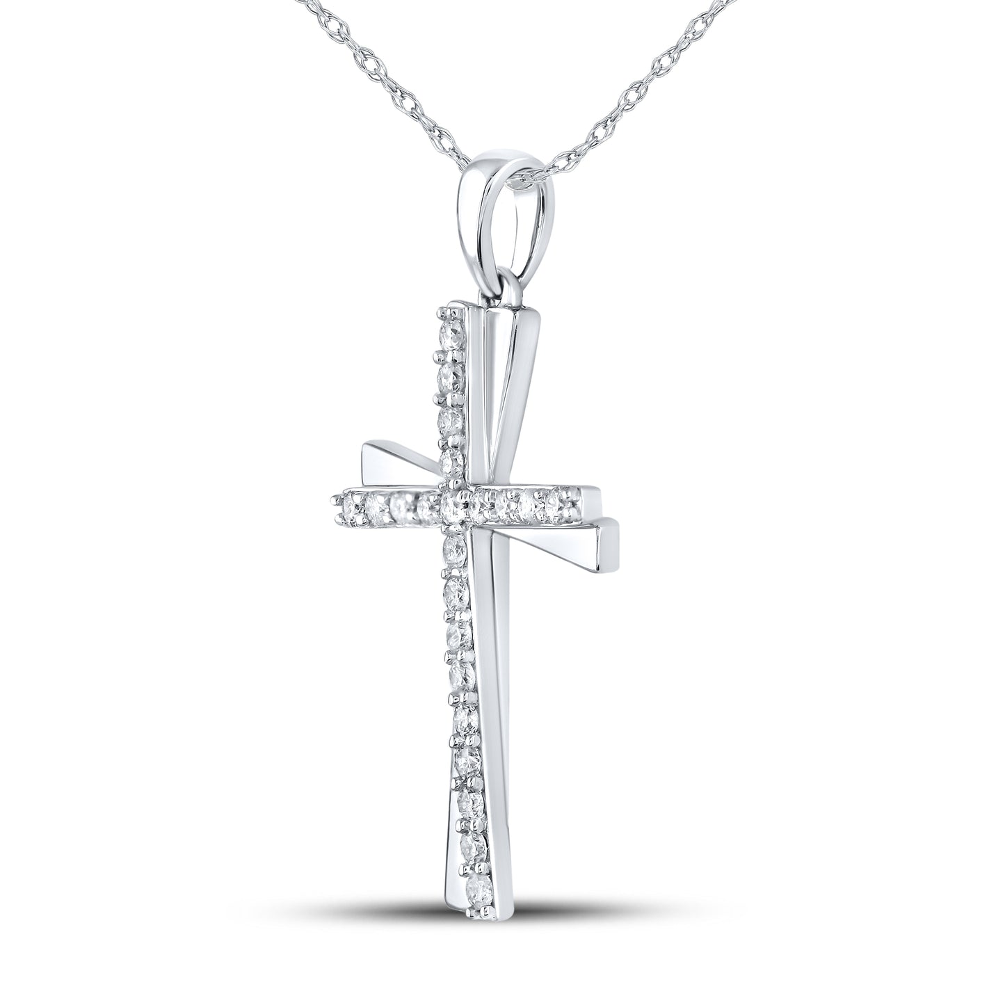 10kt White Gold 0.20 CTW Diamond Pendant With 10kt Chain