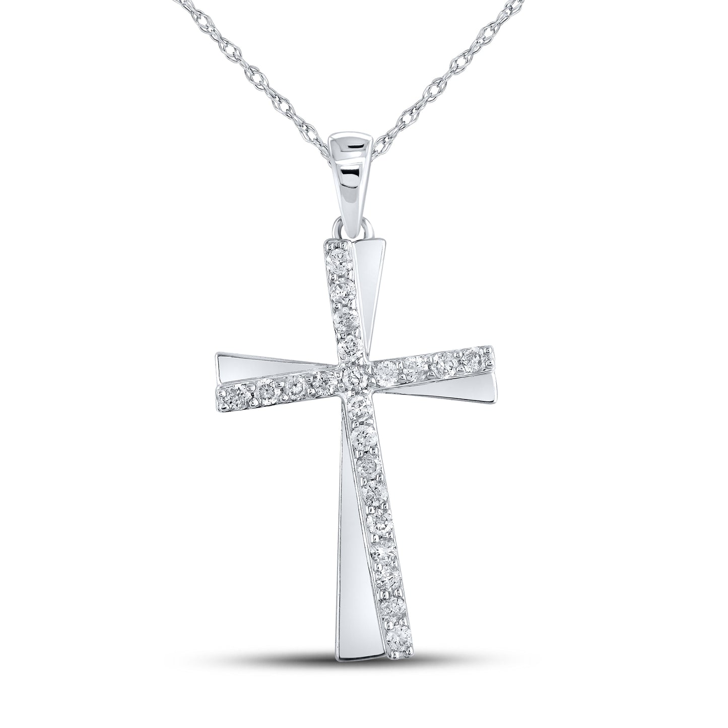 10kt White Gold 0.20 CTW Diamond Pendant With 10kt Chain