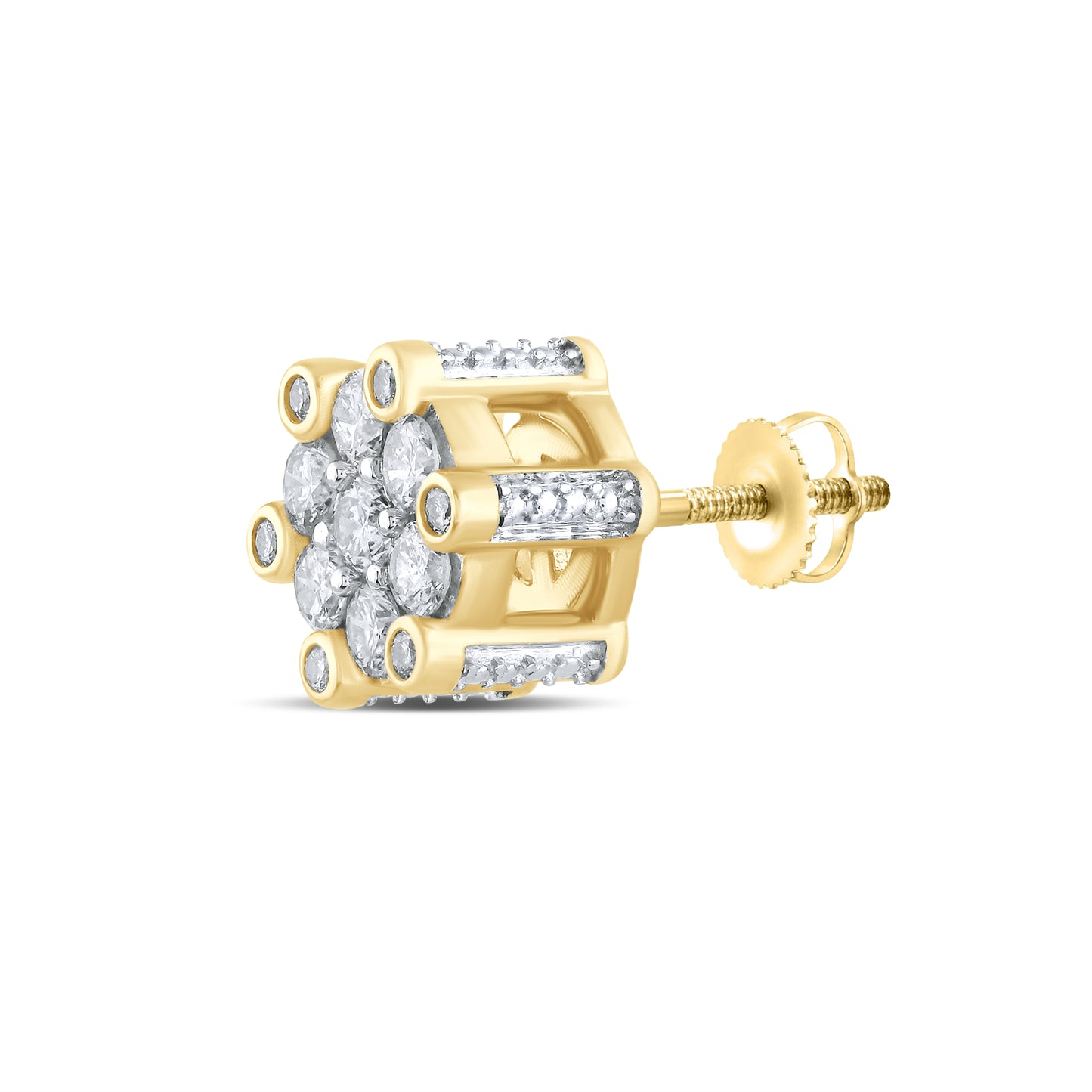 10kt Yellow Gold 1 CTW Natural Diamond Earrings