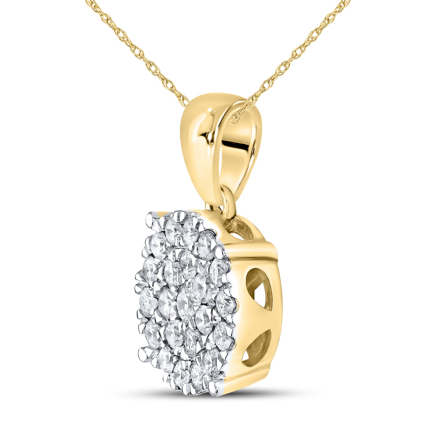 10kt Yellow Gold 0.50 CTW Diamond Pendant W/ 10kt Chain
