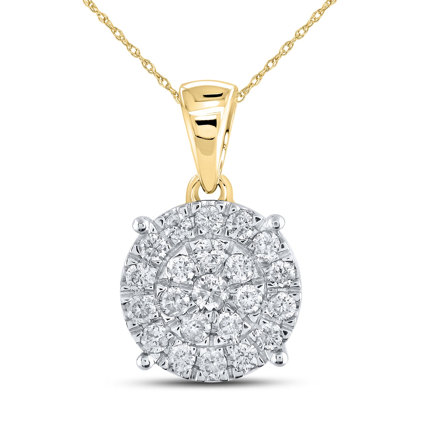 10kt Yellow Gold 0.50 CTW Diamond Pendant W/ 10kt Chain
