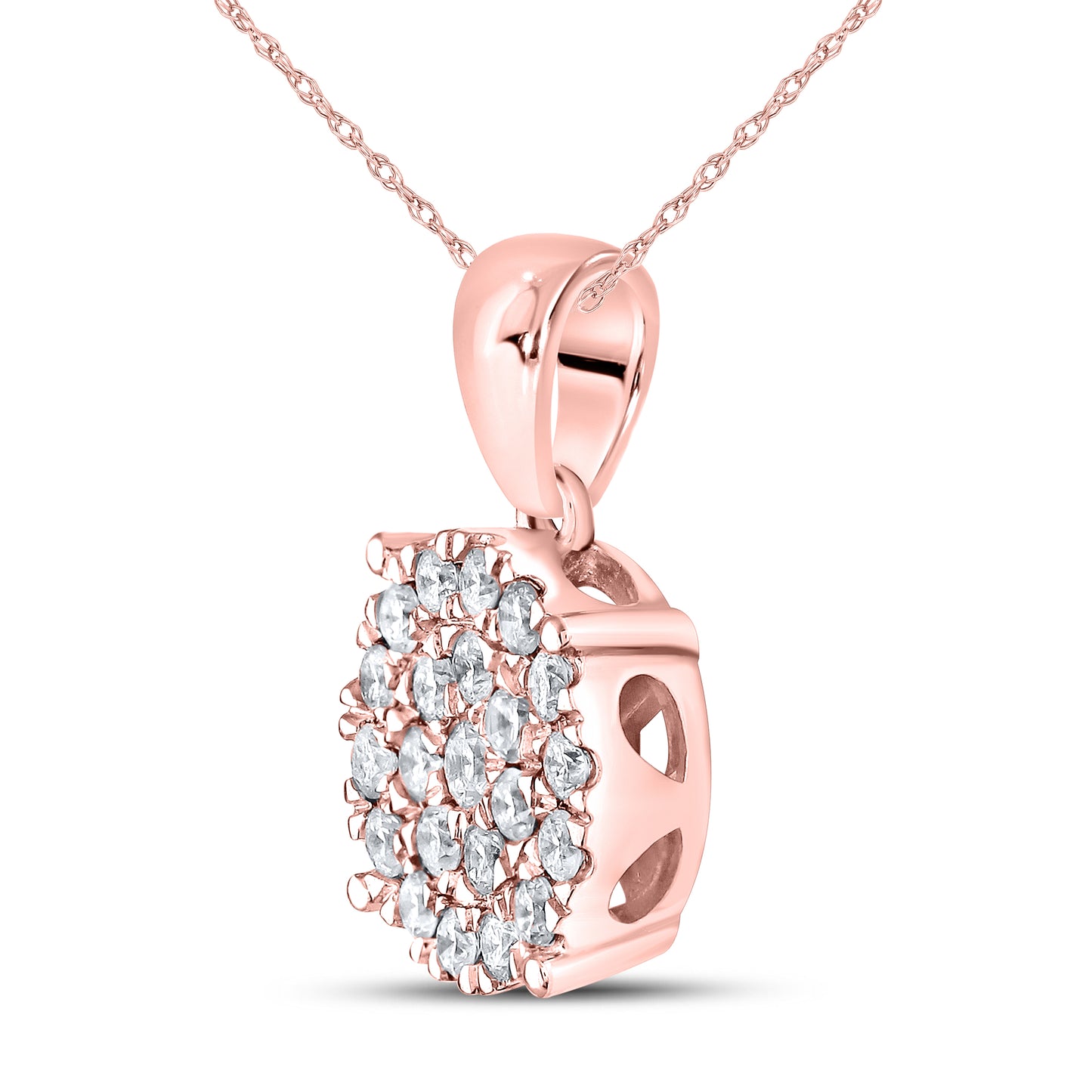 10kt Rose Gold 0.50 CTW Diamond Pendant W/ 10kt Chain
