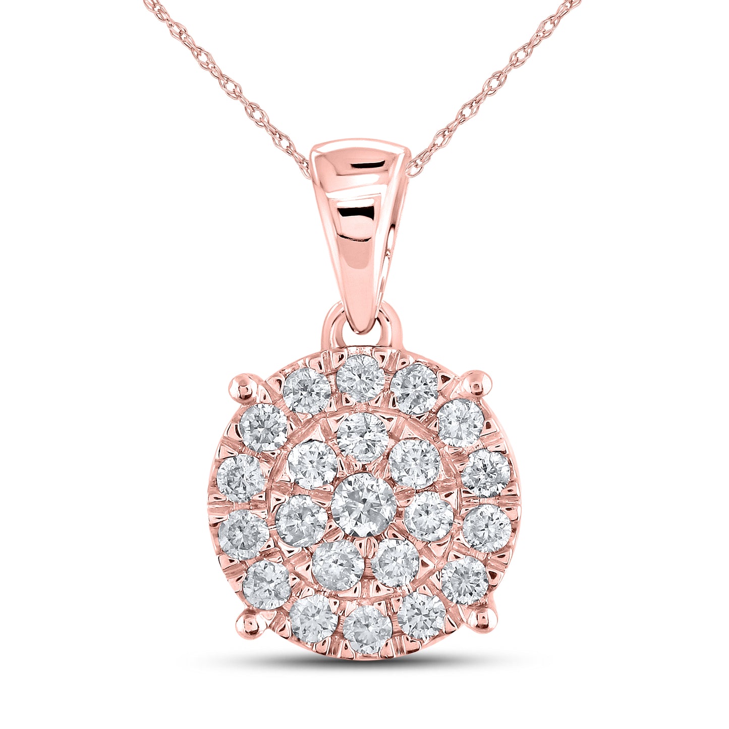 10kt Rose Gold 0.50 CTW Diamond Pendant W/ 10kt Chain