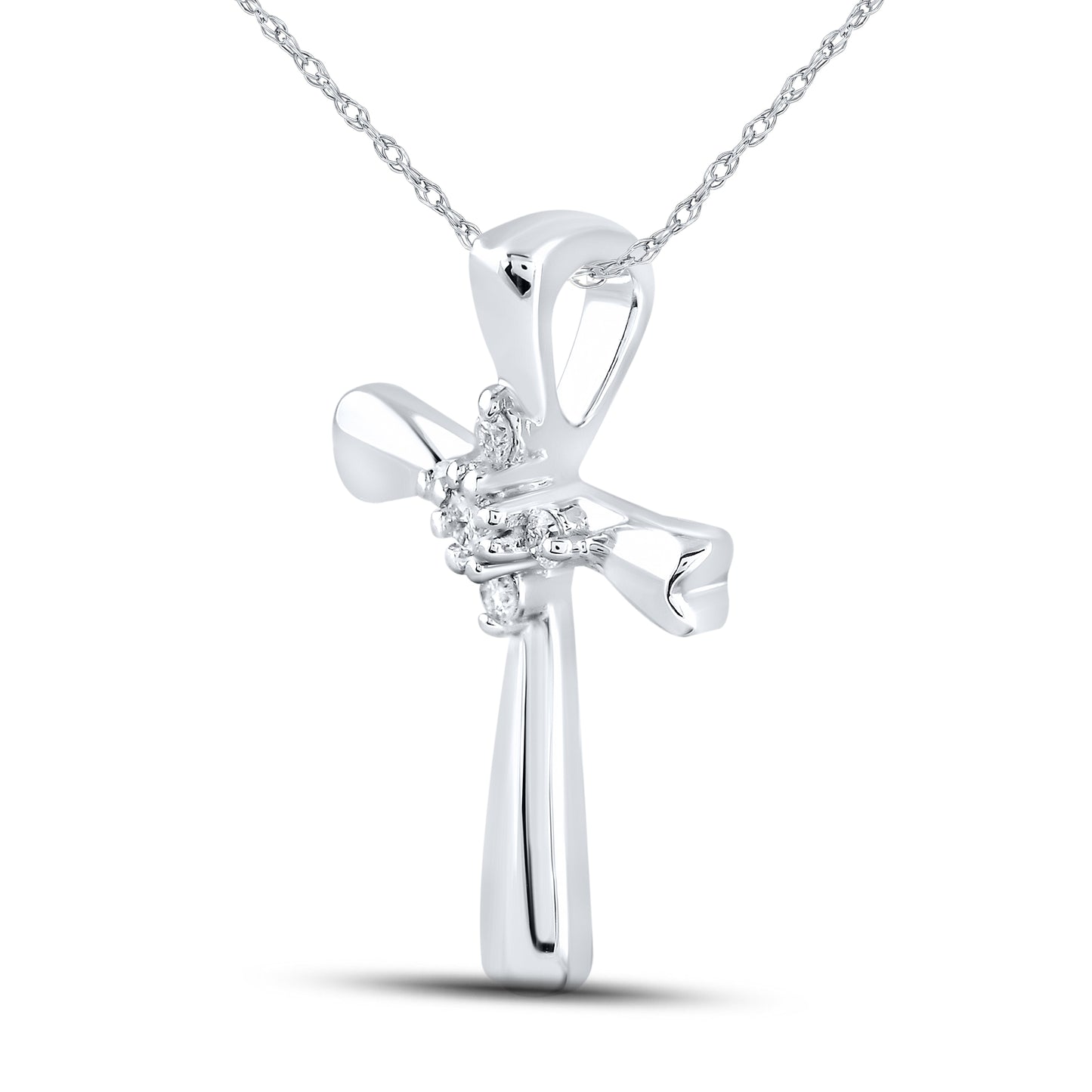 14kt White Gold 0.10 CTW Diamond Pendant With 14kt Chain