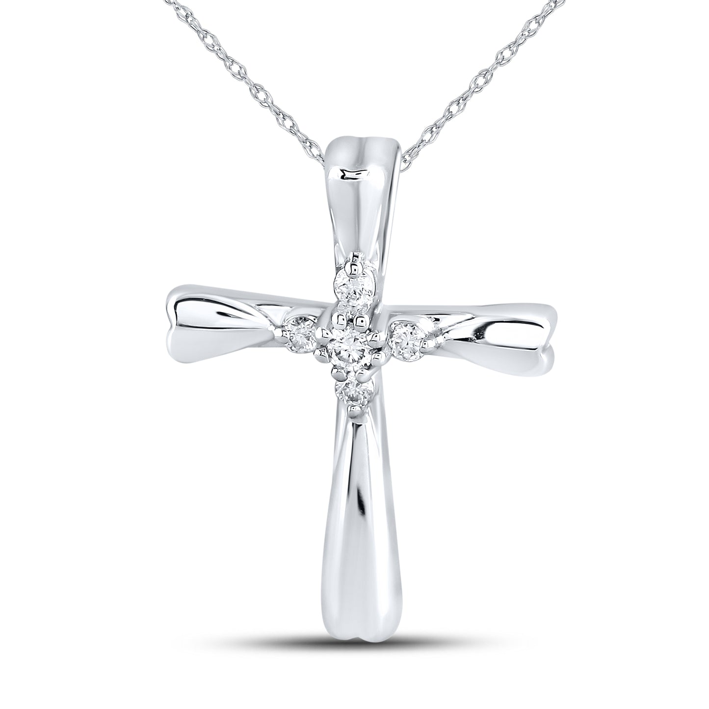 14kt White Gold 0.10 CTW Diamond Pendant With 14kt Chain