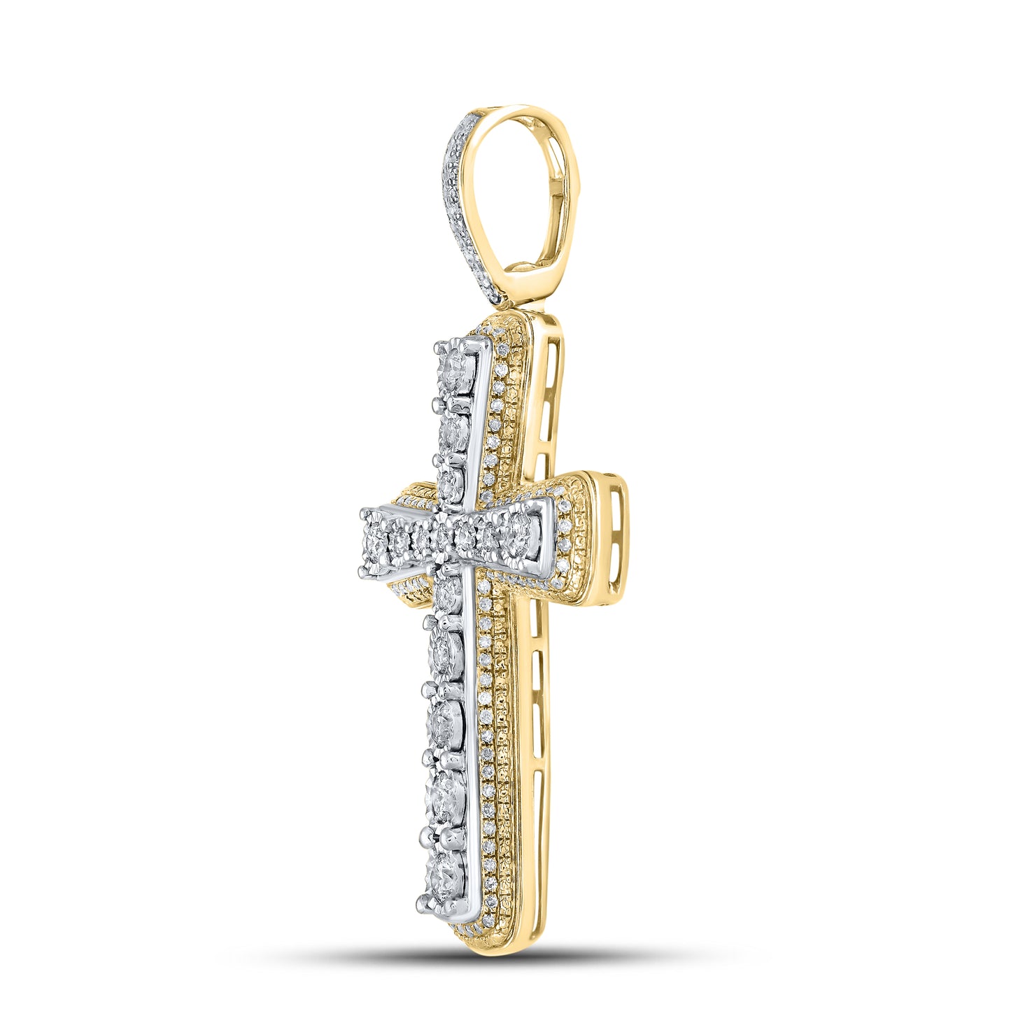 10kt Yellow Gold 1 CTW Cross Diamond Charm