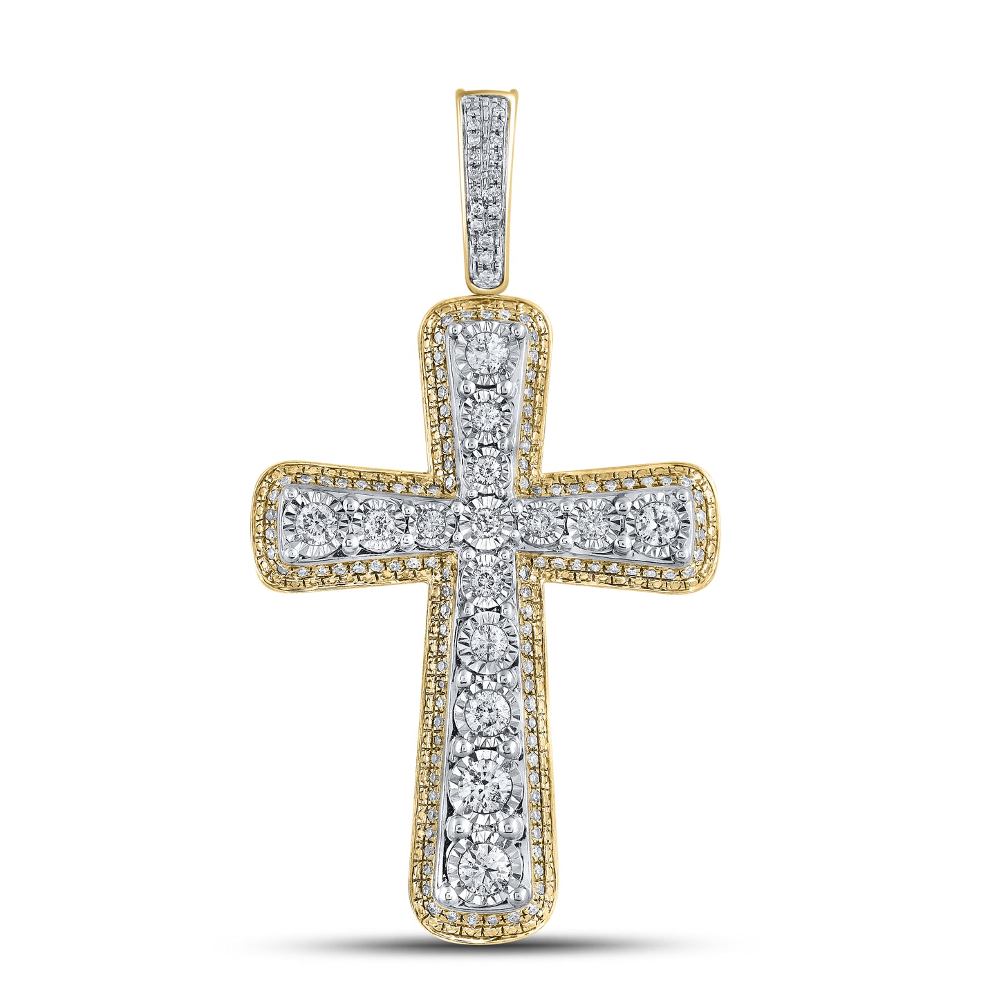 10kt Yellow Gold 1 CTW Cross Diamond Charm