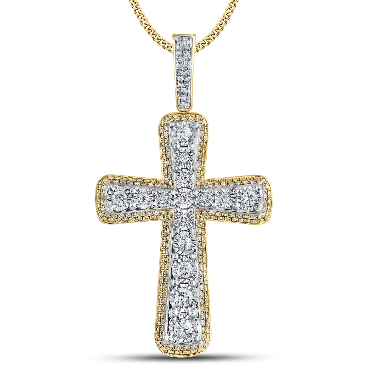 10kt Yellow Gold 1 CTW Cross Diamond Charm