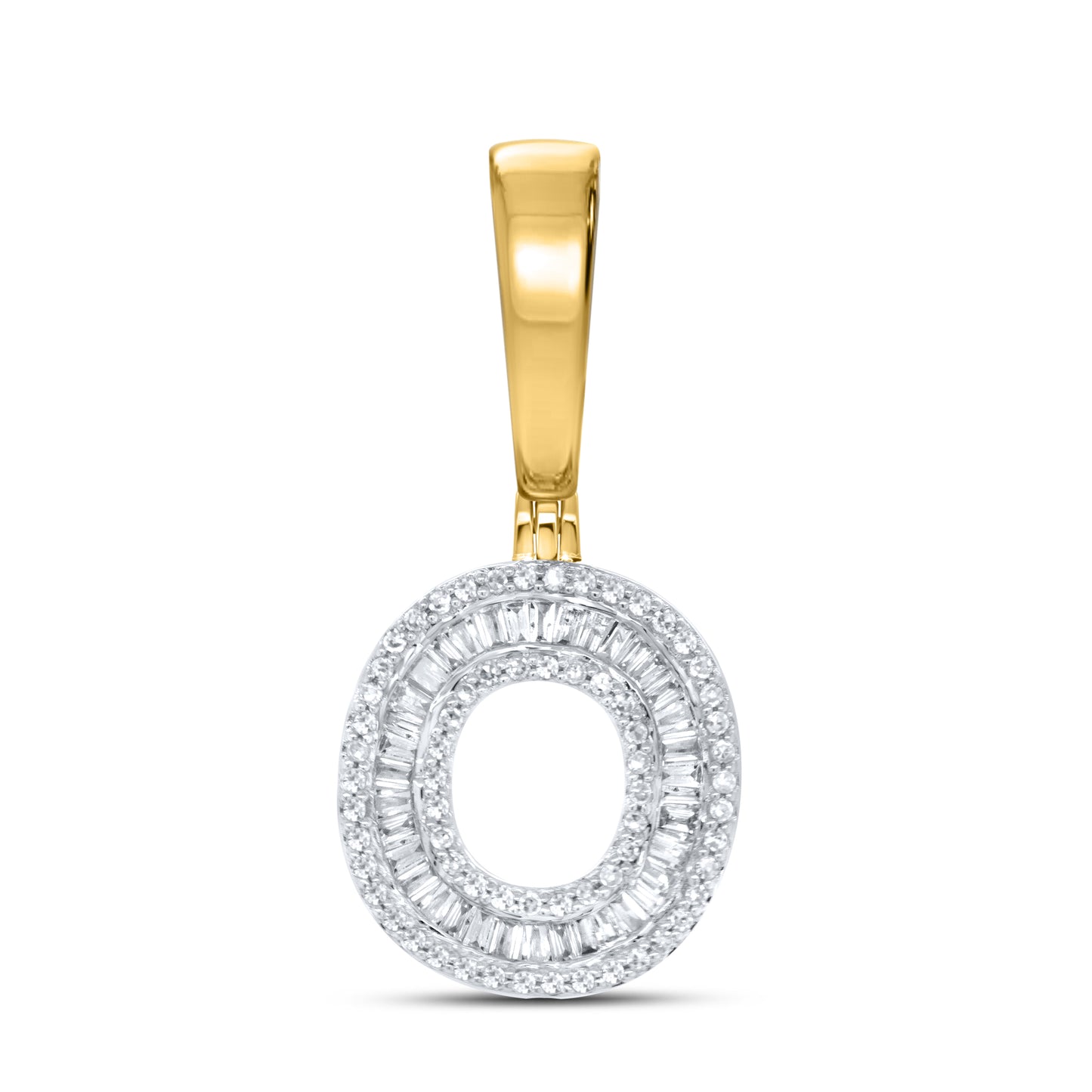 10kt yellow gold 0.45ctw Diamond Initial Charm O
