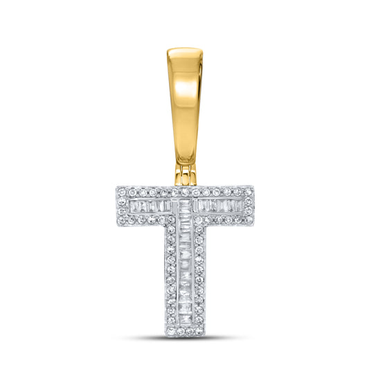 10kt Yellow Gold 0.34 CTW Diamond Initial T charm