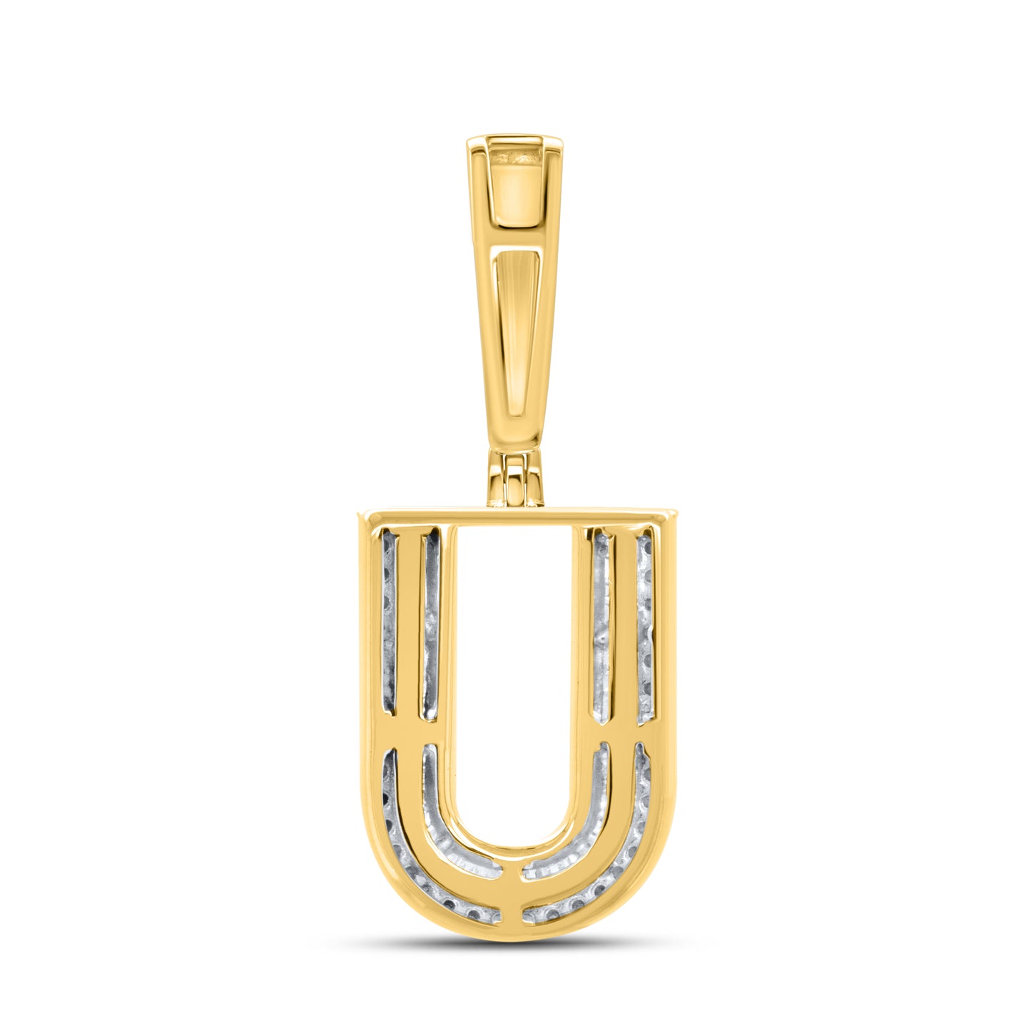 10kt yellow gold 0.46ctw Diamond Initial Charm U