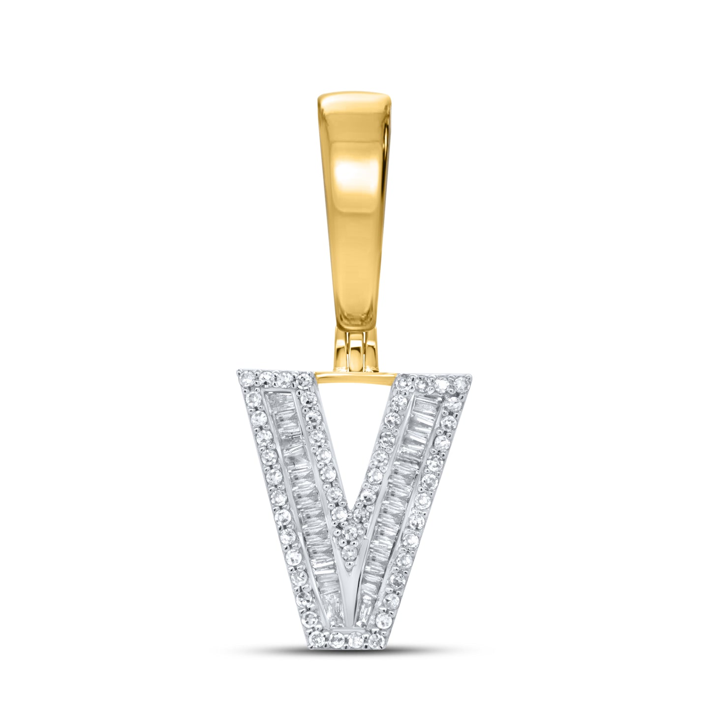 10kt yellow gold 0.33ctw Diamond Initial Charm V