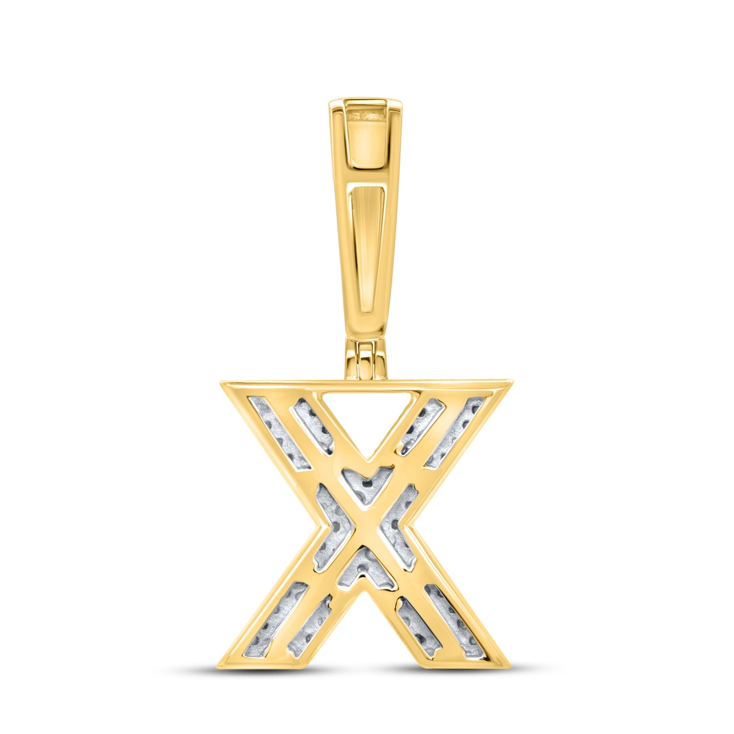 10kt yellow gold 0.40ctw Diamond Initial X Charm