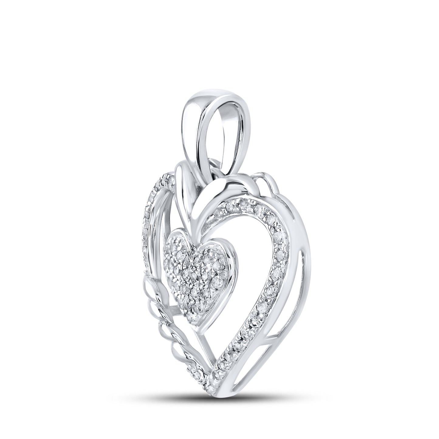 10kt White Gold 0.15 CTW Diamond Pendant With 10kt Chain