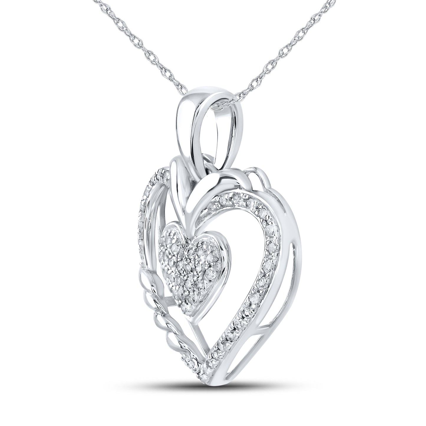 10kt White Gold 0.15 CTW Diamond Pendant With 10kt Chain