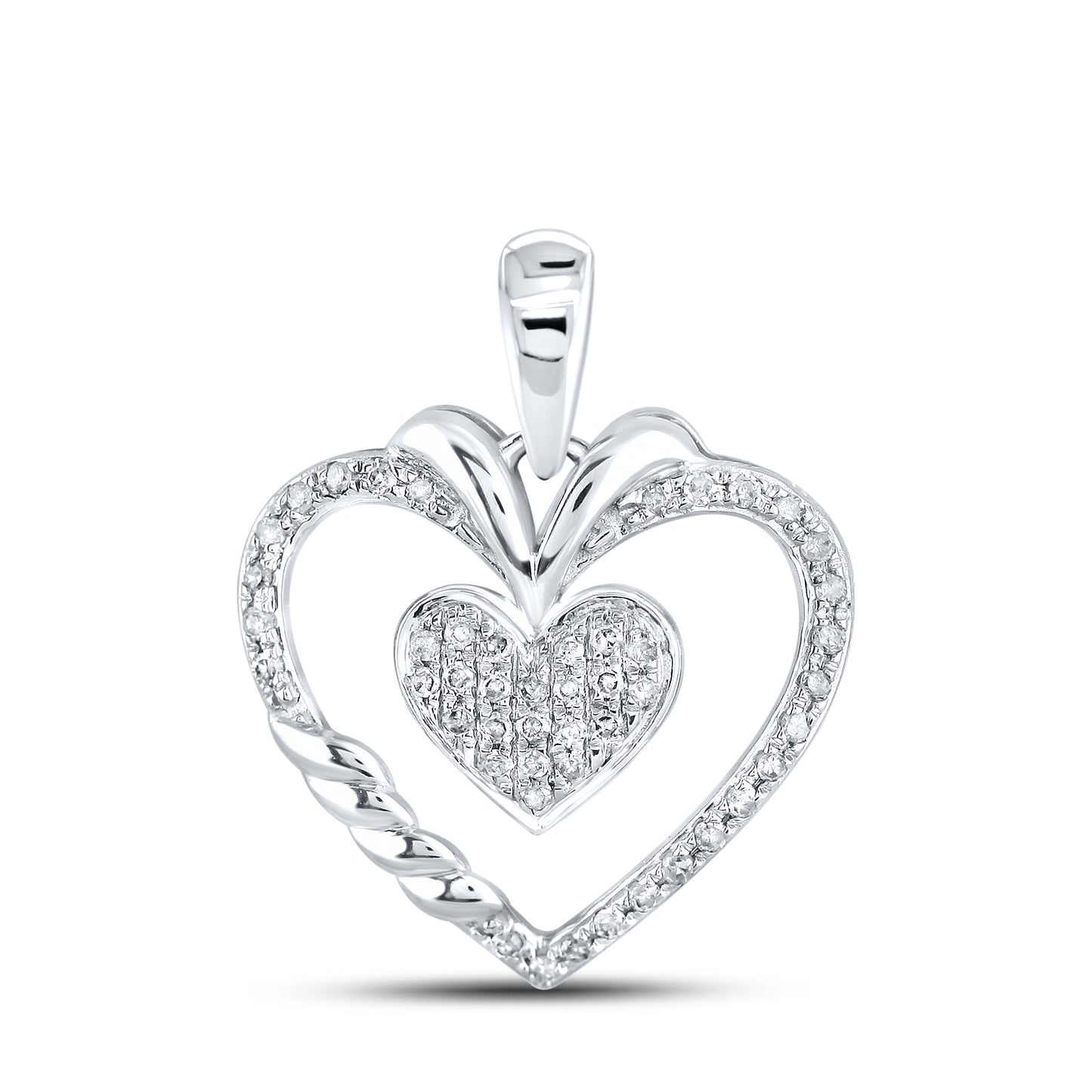 10kt White Gold 0.15 CTW Diamond Pendant With 10kt Chain
