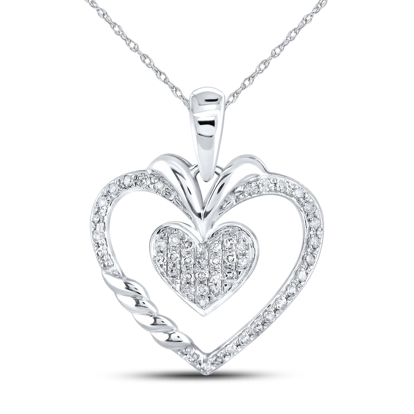 10kt White Gold 0.15 CTW Diamond Pendant With 10kt Chain