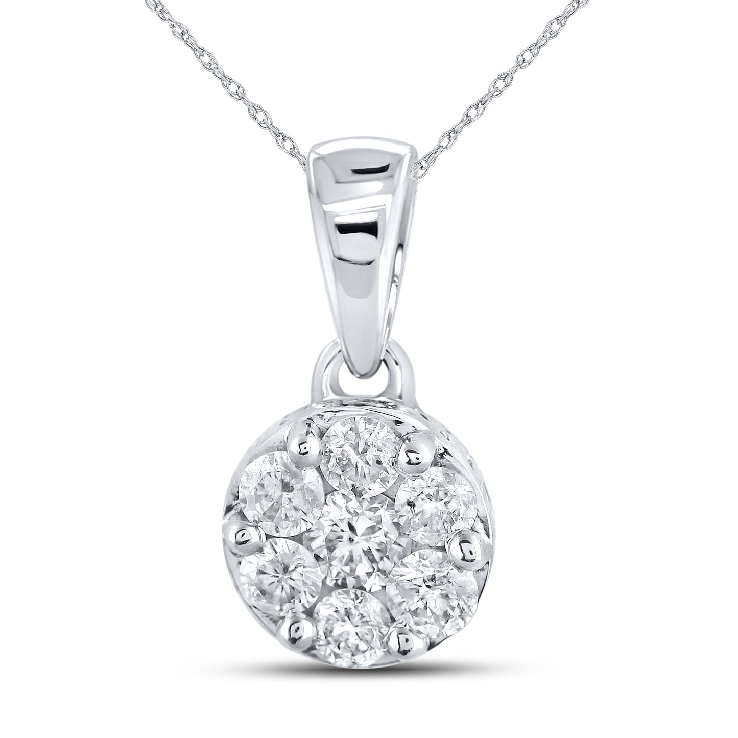 10kt White Gold 0.77 CTW Diamond Pendant With 10kt Chain