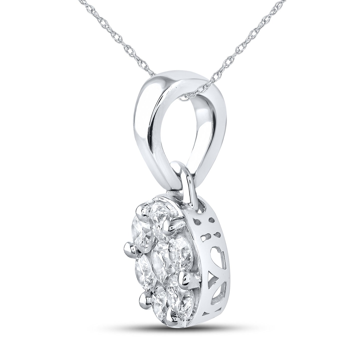 10kt White Gold 1.06 CTW Diamond Pendant With 10kt Chain