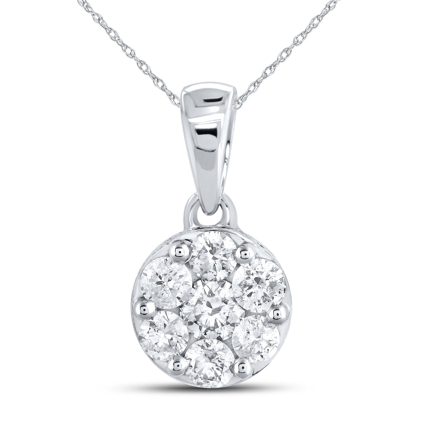 10kt White Gold 1.06 CTW Diamond Pendant With 10kt Chain