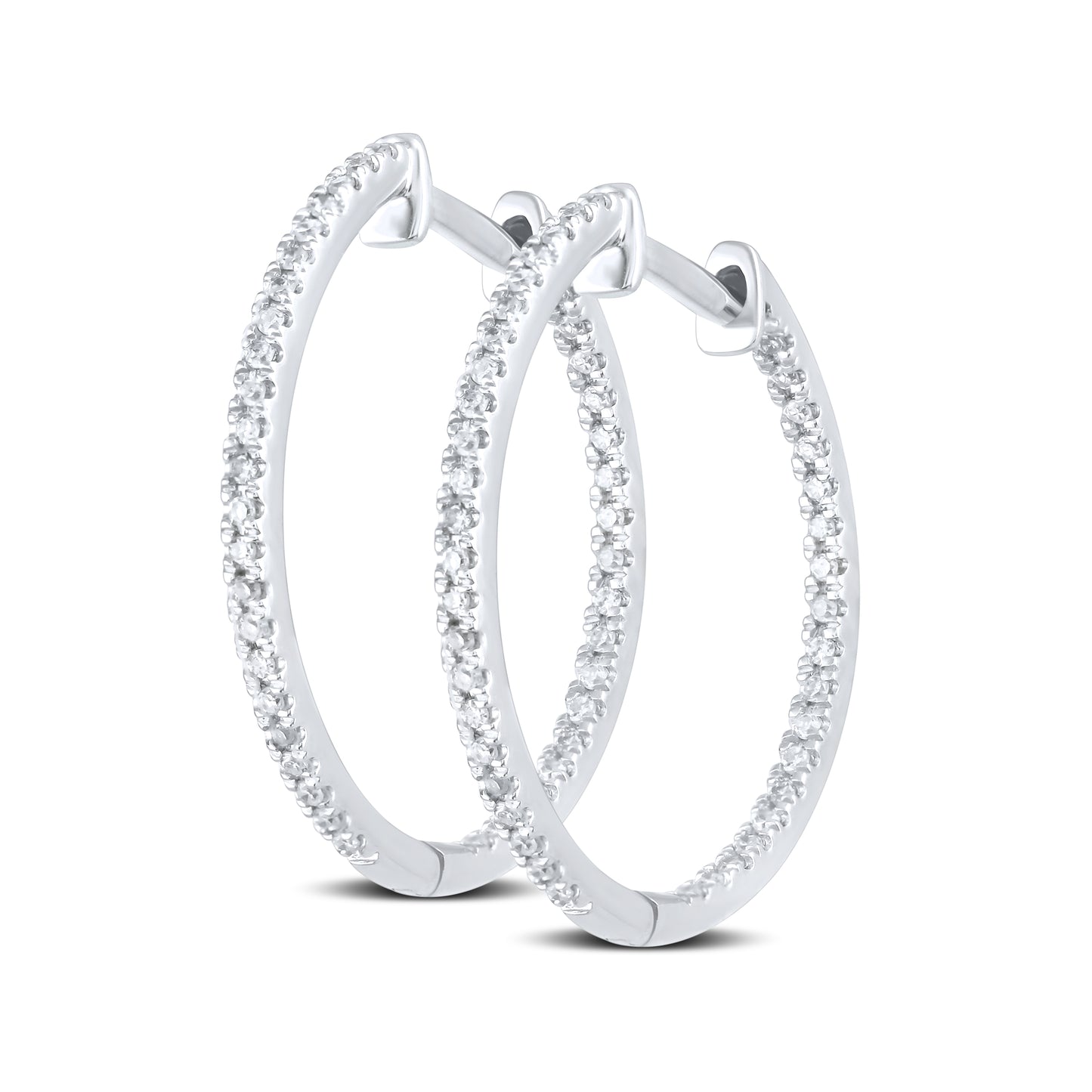10kt white gold 0.25ctw Diamond Hoops Earrings