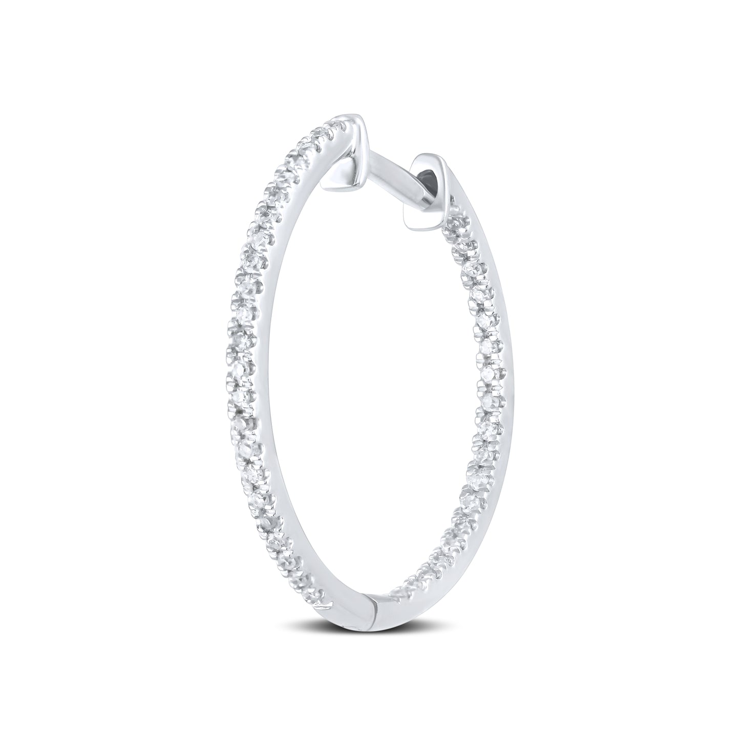10kt white gold 0.25ctw Diamond Hoops Earrings