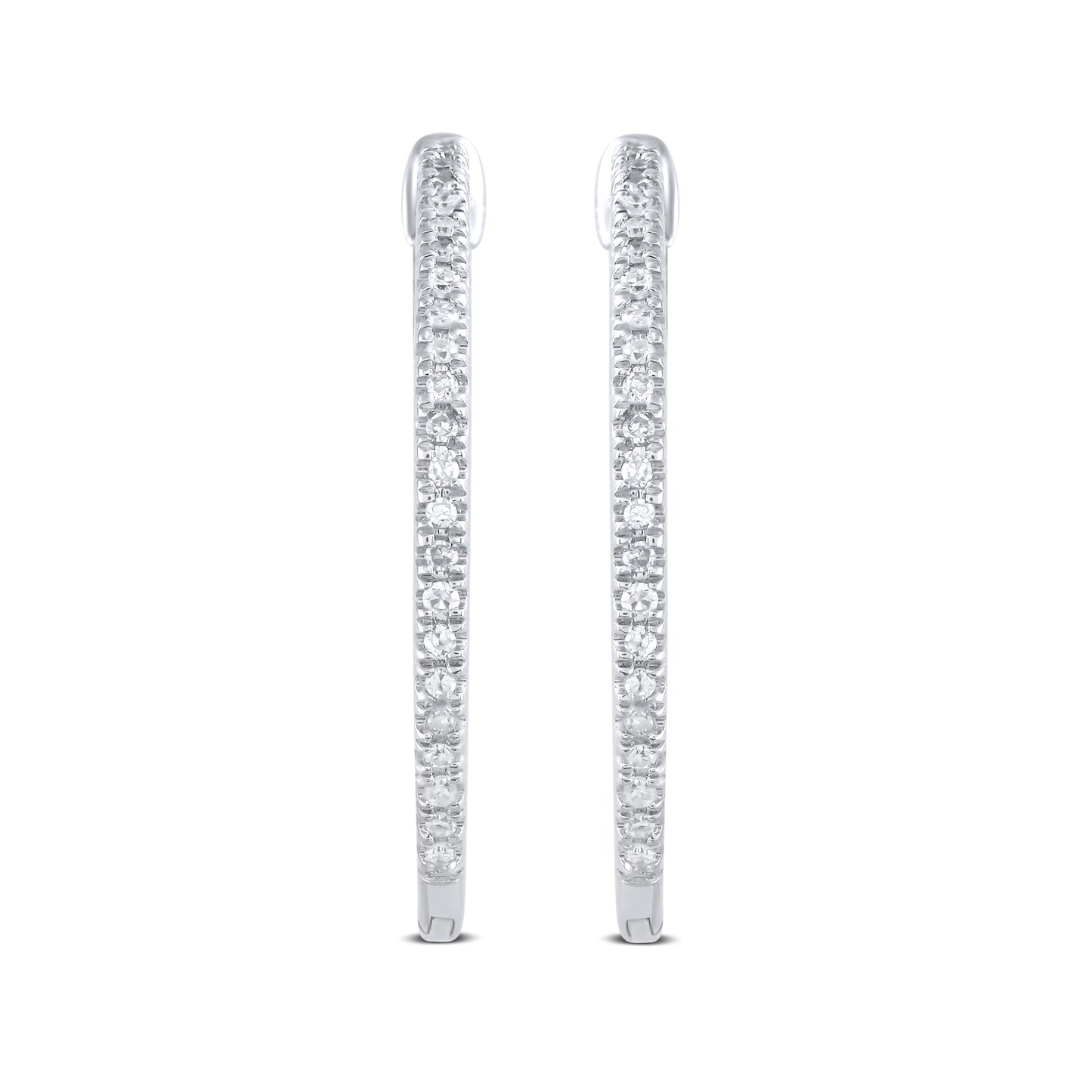 10kt white gold 0.25ctw Diamond Hoops Earrings