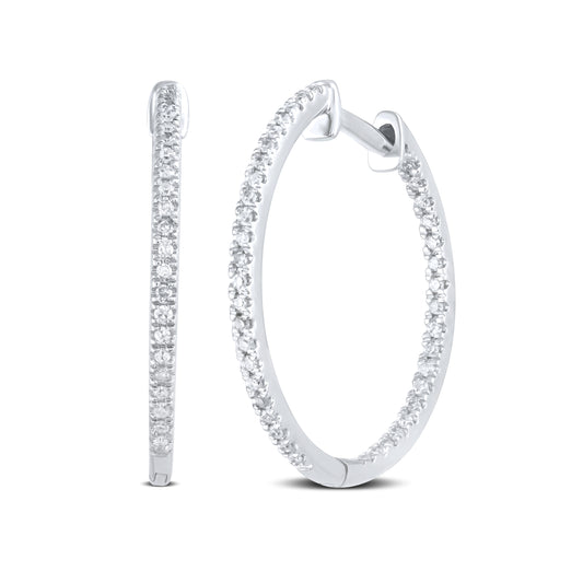 10kt white gold 0.25ctw Diamond Hoops Earrings