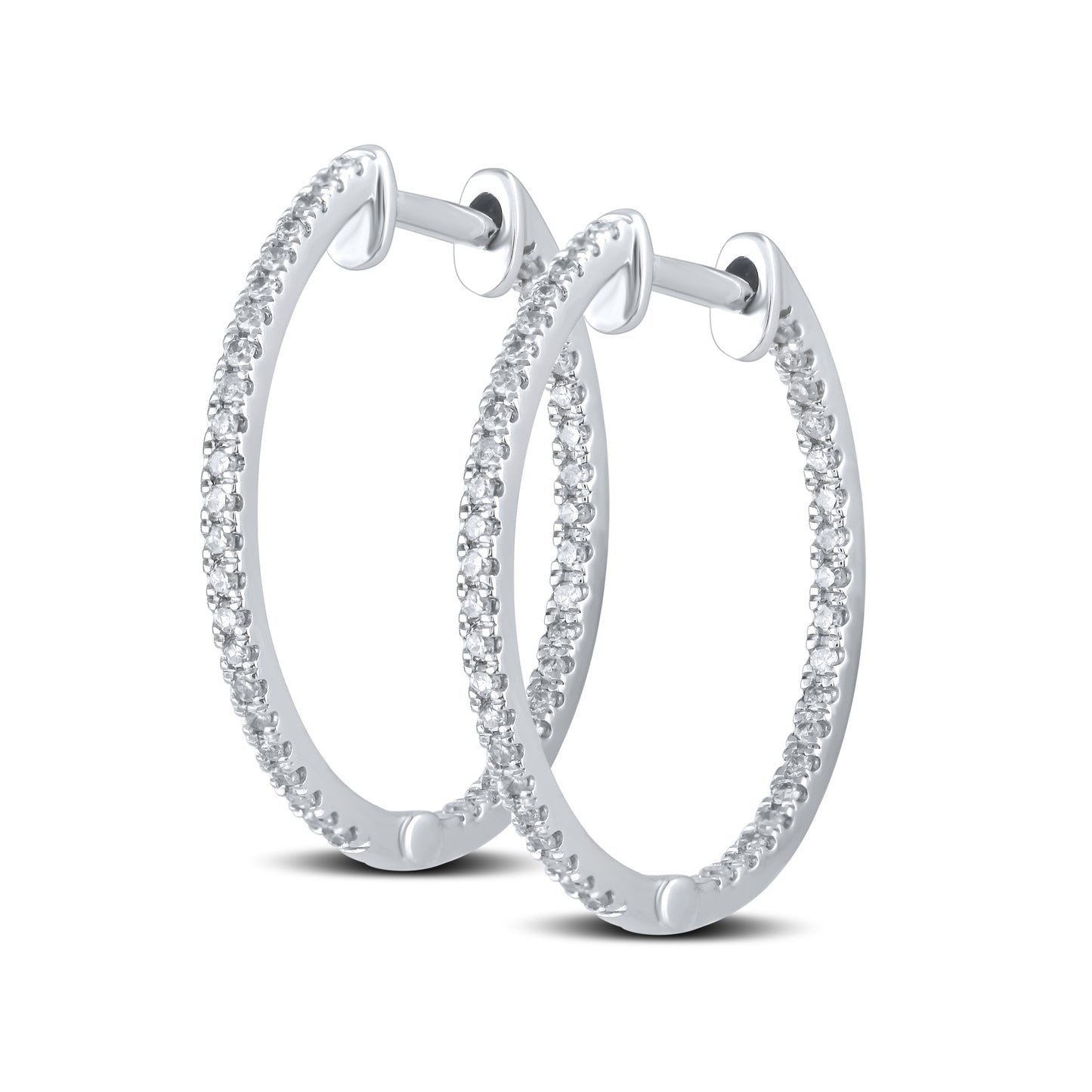 10kt White Gold 0.33 CTW Natural Diamond Hoops