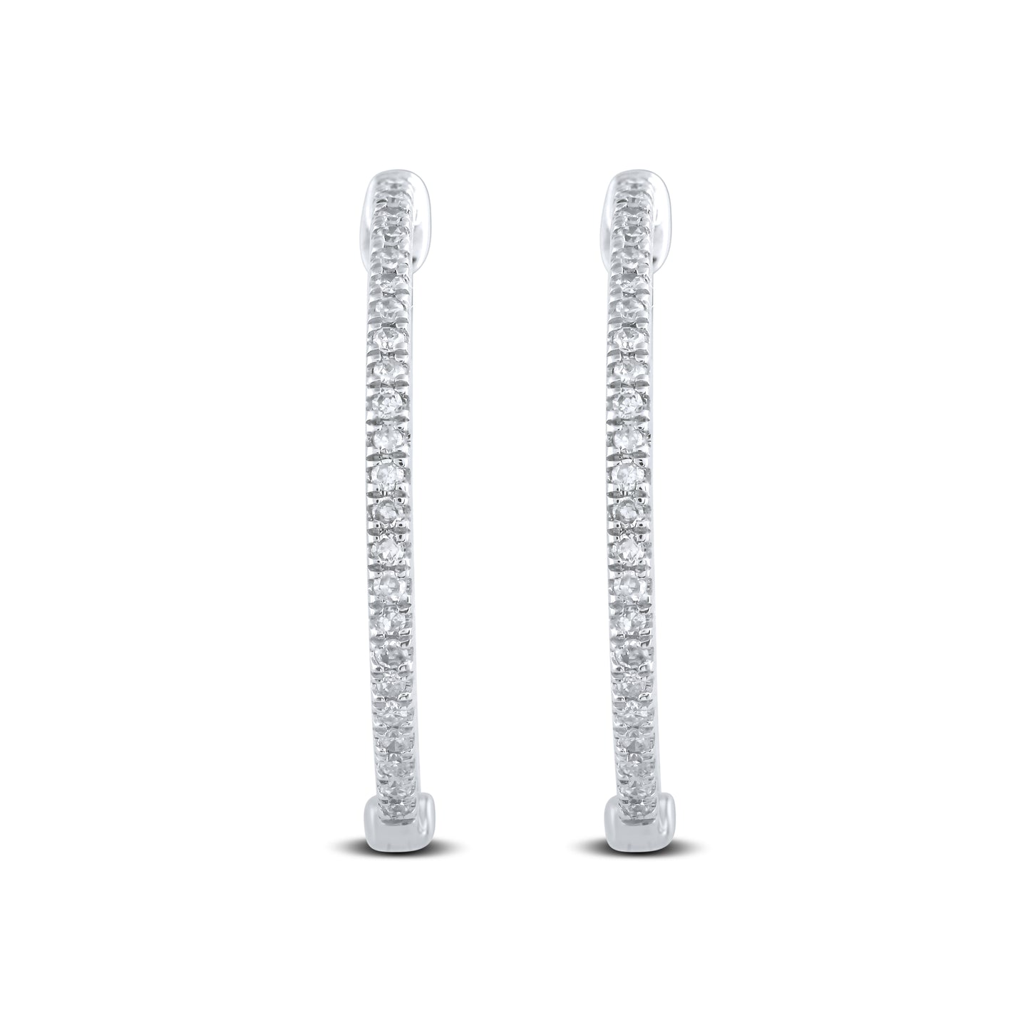 10kt White Gold 0.33 CTW Natural Diamond Hoops