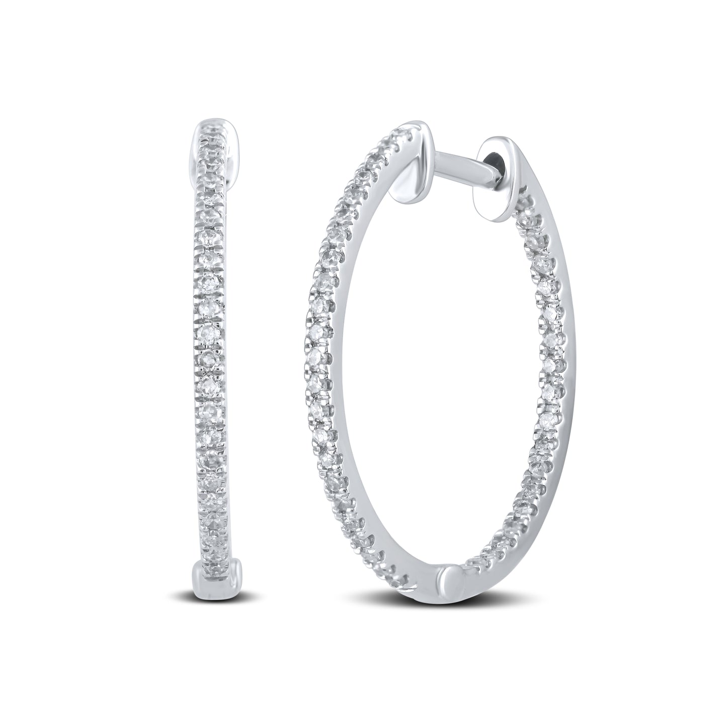 10kt White Gold 0.33 CTW Natural Diamond Hoops