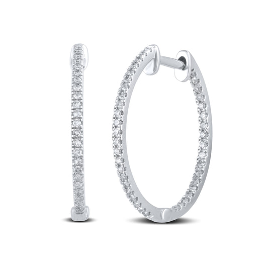 10kt White Gold 0.33 CTW Natural Diamond Hoops