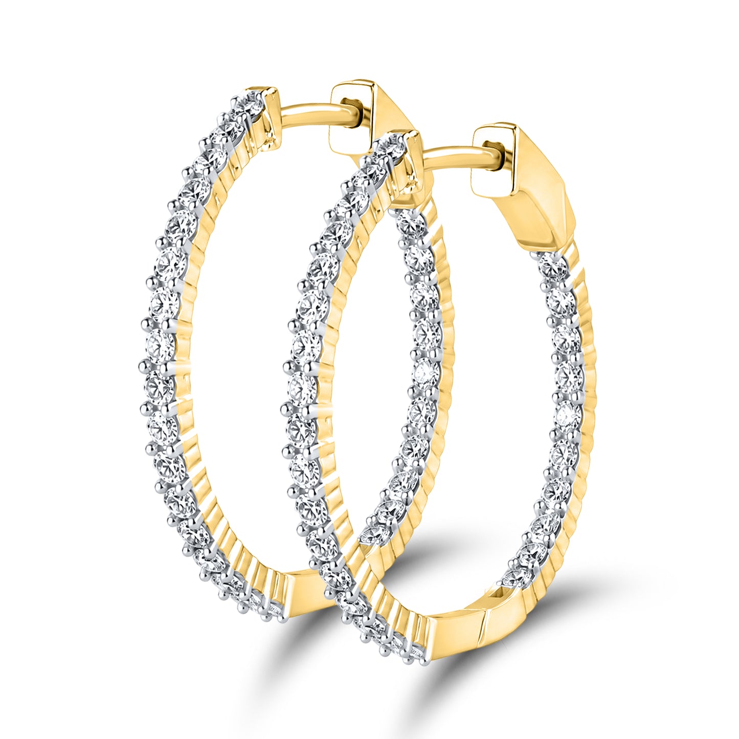 10kt Yellow Gold 1 CTW Natural Diamond Hoops