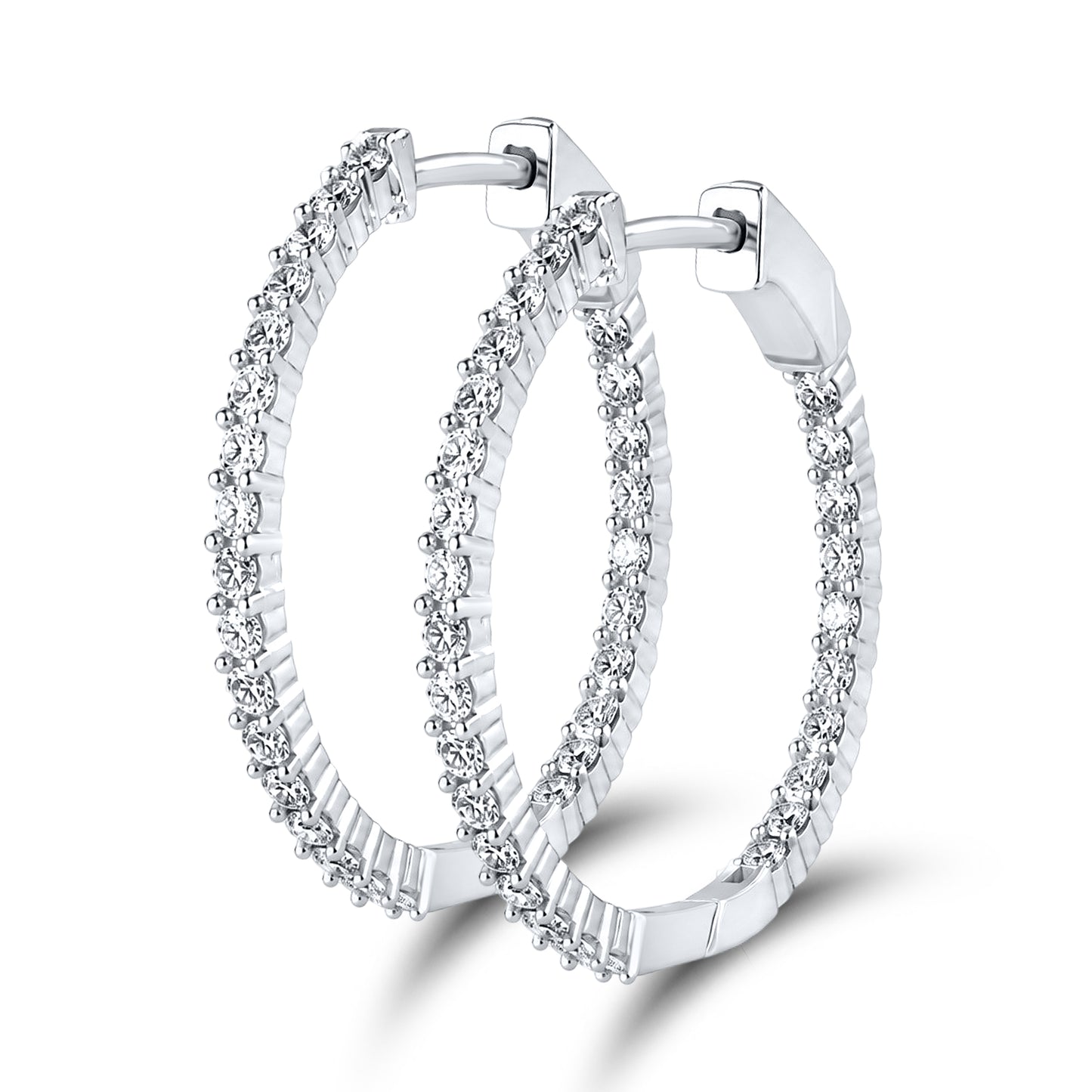 10kt white gold 1 ctw Diamond Hoops