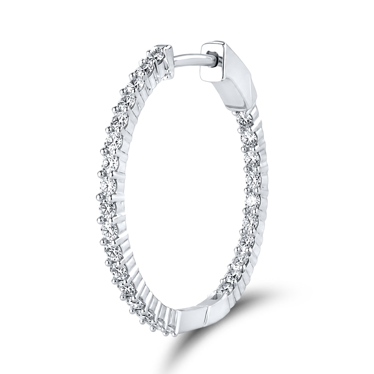 10kt white gold 1 ctw Diamond Hoops