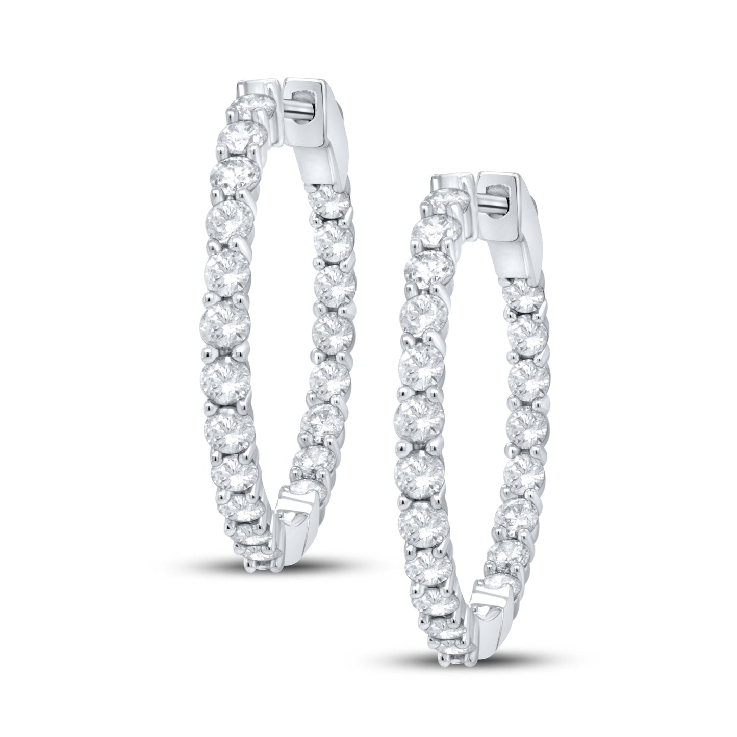 10kt White Gold 2 CTW Natural Diamond Hoops