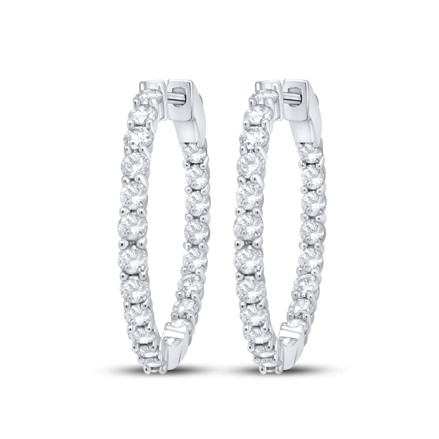 10kt White Gold 2 CTW Natural Diamond Hoops