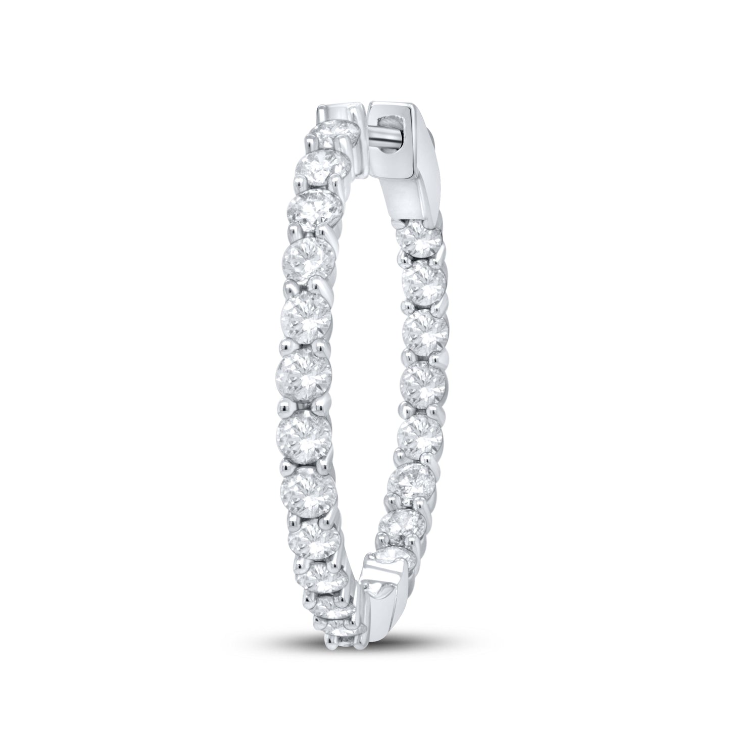 10kt White Gold 2 CTW Natural Diamond Hoops