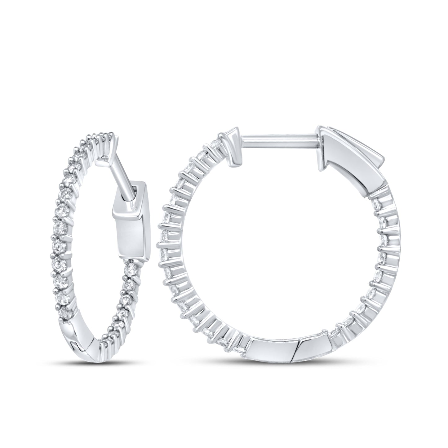 10kt White Gold 0.50 CTW Natural Diamond Hoops