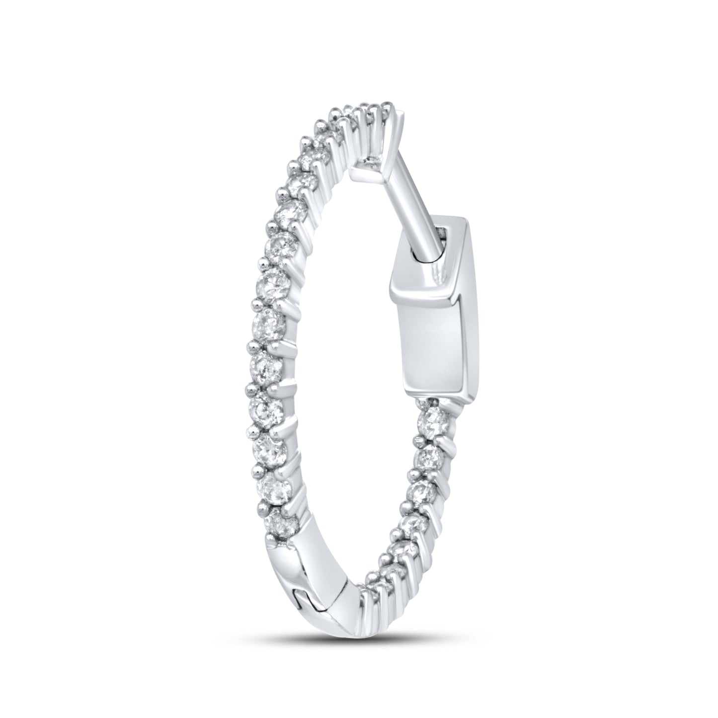10kt White Gold 0.50 CTW Natural Diamond Hoops