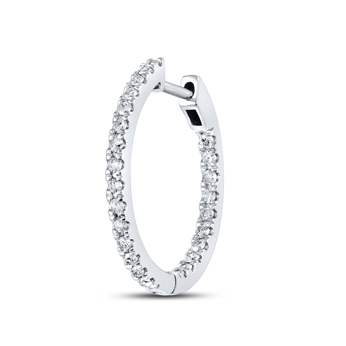 10kt White Gold 0.50 CTW Natural Diamond Hoops