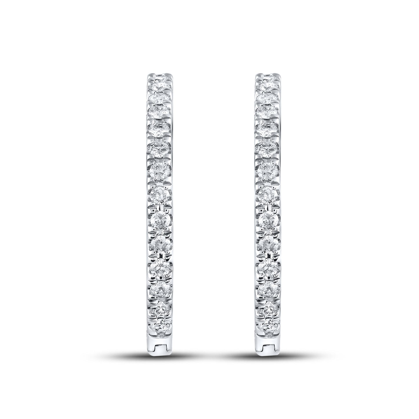 10kt White Gold 0.50 CTW Natural Diamond Hoops
